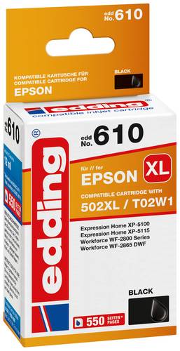 Edding Druckerpatrone ersetzt Epson 502XL, T02W1 Kompatibel Schwarz EDD-610 18-610 von Edding