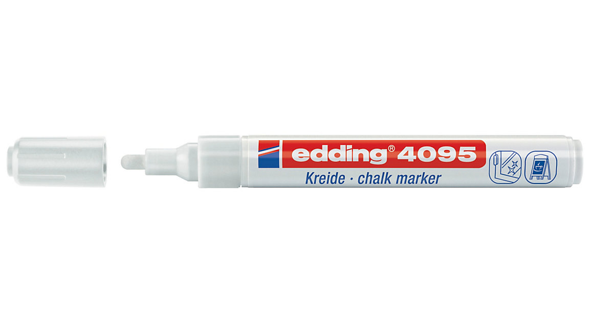 Kreidemarker weiß, Strichstärke: ca. 2– 3 mm, Ausführung: Einzelstift, Rundspitze Kreidemarker weiß, Strichstärke: ca. 2– 3 mm, Ausführung: Einzelstift, Rundspitze von Edding