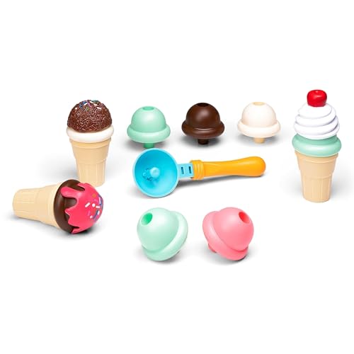 Eddy Toys 8711252231013 Spielzeug-Eiscreme-Set-15 Teile-austauschbar-mit Eiscreme-Schaufel-fröhliche Farben von Eddy Toys