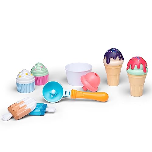 Eddy Toys Spielzeug-Eiscreme-Set - 13 Teile - austauschbar - mit Eiscreme-Schaufel - fröhliche Farben von Eddy Toys
