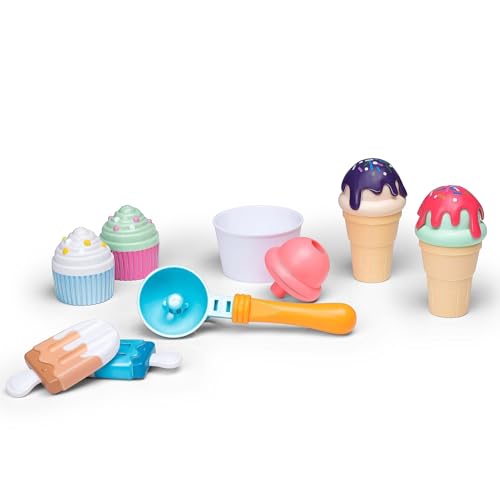 Eddy Toys Spielzeug-Eiscreme-Set - 13 Teile - austauschbar - mit Eiscreme-Schaufel - fröhliche Farben von Eddy Toys