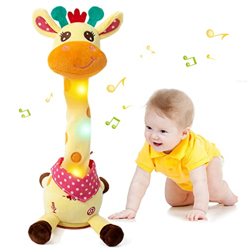 Edencomer Sprechende Giraffe Kuscheltier, Singender Tanzender Giraffe Spielzeug Nachsprechen, Lautstärkeregler Sprechender Giraffe, Geburtstagsgeschenke für Kinder Jungen Mädchen von Edencomer