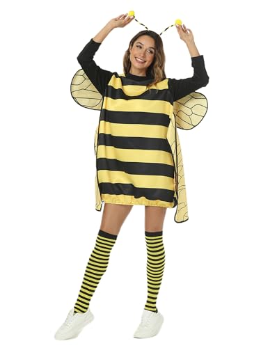 Edhomenn Bienenkostüme für Erwachsene und Damen, Halloween, ärmellos, Minikleid mit Flügel, C-Gelb, Größe XXL Edhomenn Bienenkostüme für Erwachsene und Damen, Halloween, ärmellos, Minikleid mit Flügel, C-Gelb, Größe XXL von Edhomenn