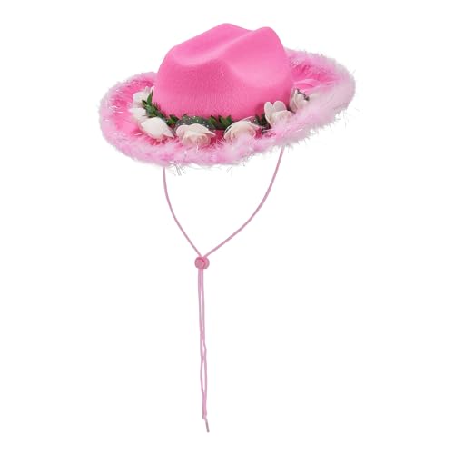 Edhomenn Cowboyhüte für Kinder, breite Krempe, Western-Cowgirl-Hut mit verstellbarem Riemen, Cowgirl-Kostüm-Zubehör (17 Rosa, Einheitsgröße) von Edhomenn