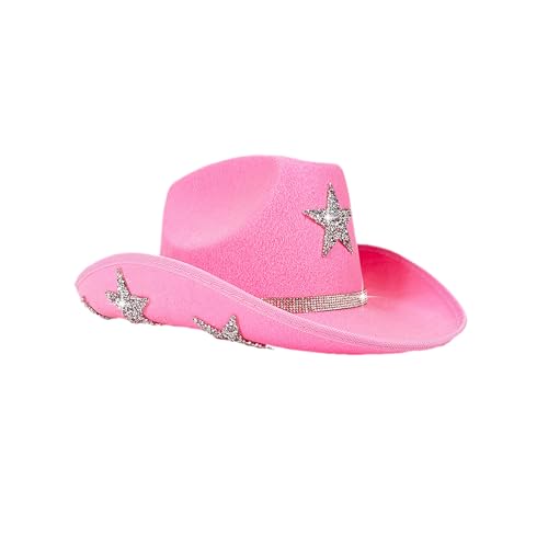 Edhomenn Cowboyhut für Damen, flauschiger Federbesatz, Cowgirl-Hut, Kostümparty, Zubehör (05 Rosa, Einheitsgröße) von Edhomenn