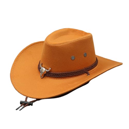 Edhomenn Cowboyhut für Damen, flauschiger Federbesatz, Cowgirl-Hut, Kostümparty, Zubehör (09 Gelb, Einheitsgröße) von Edhomenn