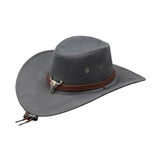 Edhomenn Cowboyhut für Damen, flauschiger Federbesatz, Cowgirl-Hut, Kostümparty, Zubehör (09 Grau, Einheitsgröße) von Edhomenn
