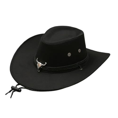 Edhomenn Cowboyhut für Damen, flauschiger Federbesatz, Cowgirl-Hut, Kostümparty, Zubehör (09 Schwarz, Einheitsgröße) von Edhomenn