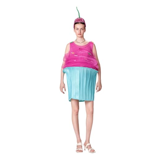 Edhomenn Cupcake-Halloween-Kostüme für Damen, Eiscreme-Anzug, Kleider mit Hut für Rollenspiele, Party, Cosplay, Outfits (01 Rosa Blau, 01 Erwachsene) von Edhomenn
