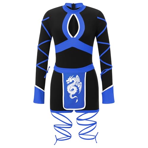 Edhomenn Halloween-Kostüme für Damen, Kontrastfarbe, Frontausschnitt, Bodys mit bedrucktem Gürtel-Dekorationen (02 Blau, L) von Edhomenn
