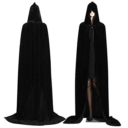 Edhomenn Halloween-Kostüme für Damen, langer Hexenumhang mit Kapuze, Vampirumhang, Urlaubsparty-Outfits, Verkleidung (01 Schwarz, Einheitsgröße) von Edhomenn
