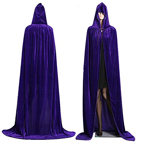 Edhomenn Halloween-Kostüme für Damen, langer Hexenumhang mit Kapuze, Vampirumhang, Urlaubsparty-Outfits, Verkleidung (03, Violett, Einheitsgröße) von Edhomenn