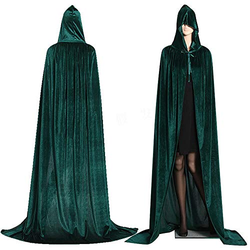 Edhomenn Halloween-Kostüme für Damen, langer Hexenumhang mit Kapuze, Vampirumhang, Urlaubsparty-Outfits, Verkleidung (05 Grün, Einheitsgröße) von Edhomenn