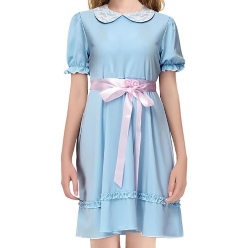 Edhomenn Horror-Braut-Kostüme für Damen, Halloween-Kostüme, Cosplay, Outfits, Geisterkorsett-Kleid mit Schleier, Blumen-Stirnband, Set (05 Himmelblau, M) von Edhomenn