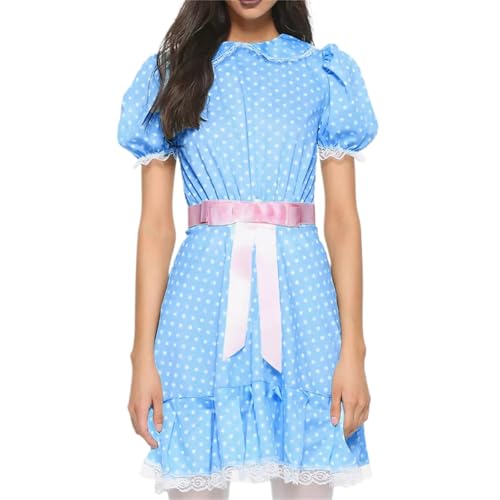 Edhomenn Horror-Braut-Kostüme für Damen, Halloween-Kostüme, Cosplay-Outfits, Geister-Leiche, Korsett-Kleid mit Schleier, Blumen-Stirnband, Set, Verkleidung (07 Blau, L) von Edhomenn