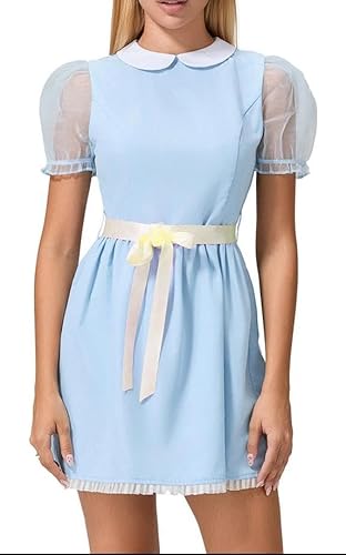 Edhomenn Horror-Braut-Kostüme für Damen, Halloween-Kostüme, Cosplay-Outfits, Geister-Leiche, Korsett-Kleid mit Schleier, Blumen-Stirnband, Set, Verkleidung (10 Blau, S) von Edhomenn