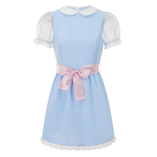 Edhomenn Horror-Braut-Kostüme für Damen, Halloween-Kostüme, Cosplay-Outfits, Geister-Leiche, Korsett-Kleid mit Schleier, Blumen-Stirnband, Set (11 Blau, S) von Edhomenn