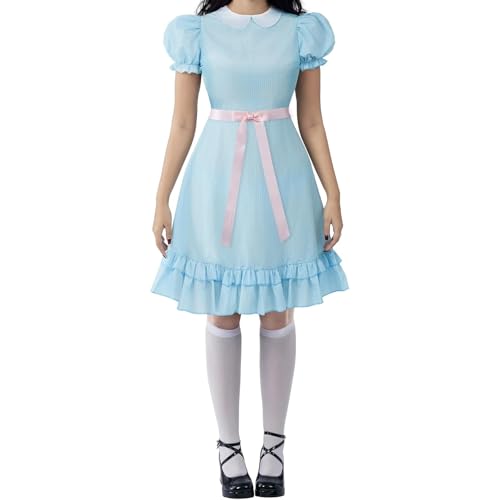 Edhomenn Horrorbraut Halloween-Kostüme für Damen, Cosplay, Outfits, Geister, Leiche, Korsettkleid mit Schleier, Blumen-Stirnband, Set, Verkleidung (14 Blau, S) von Edhomenn