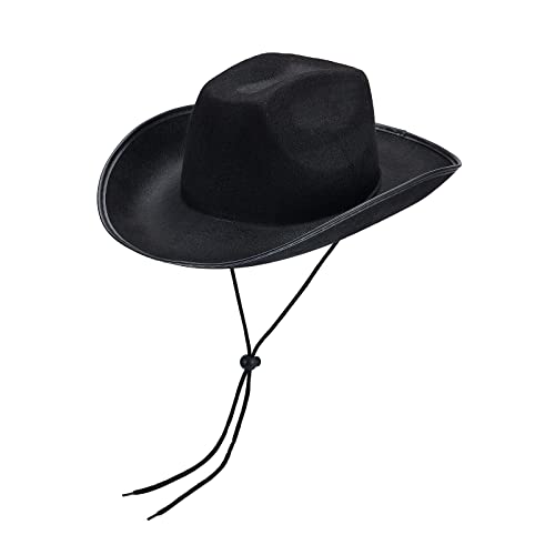 Edhomenn Texanischer Cowboyhut für Damen, flauschiger Federbesatz, Cowgirl-Hut, Kostüm-Party-Zubehör (14 Schwarz, Einheitsgröße) von Edhomenn
