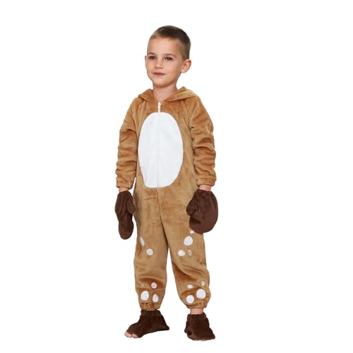 Edhomenn Tierkostüm, Hirschkostüm für Kinder, Jungen, Mädchen, Rollenspiel, langärmelig, mit Kapuze, Strampler, Leopard, Cosplay-Kostüm, Jumpsuits (Blau, 4–5T) von Edhomenn