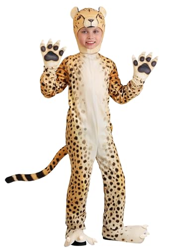 Edhomenn Tierkostüm, Hirschkostüm für Kinder, Jungen, Mädchen, Rollenspiel, langärmelig, mit Kapuze, Strampler, Leopard, Cosplay-Kostüm, Jumpsuits (Gold, 5–6 Jahre) von Edhomenn
