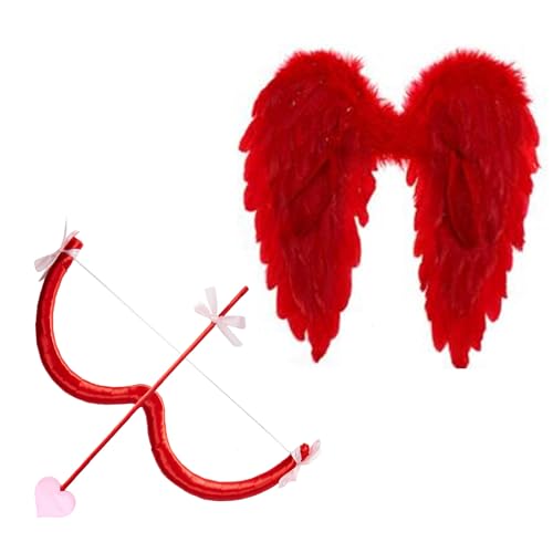Edhomenn Valentinstag Amor Pfeil Set, Amor Bogen und Pfeil Kostüm, Damen Valentinstag Verkleidung (03 Rot, 2 Stück, Einheitsgröße) von Edhomenn