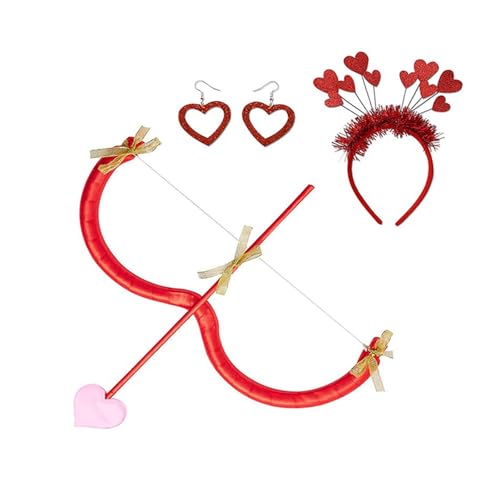 Edhomenn Valentinstag Amor Pfeil Set, Amor Bogen und Pfeil Kostüm, Damen Valentinstag Verkleidung (03 Rot, 3-teilig, Einheitsgröße) von Edhomenn