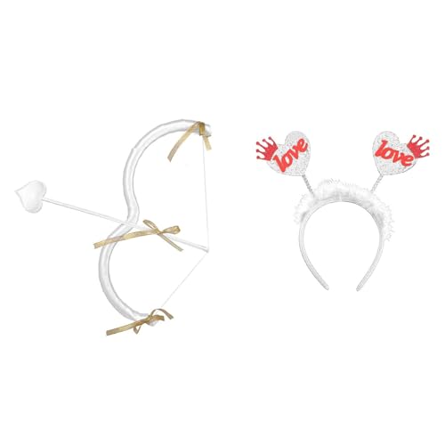 Edhomenn Valentinstags-Amor-Pfeil-Set, Amorbogen und Pfeil-Kostüm, Damen-Kostüm, Valentinstags-Kostüm (08 Weiß, 2 Stück, Einheitsgröße) von Edhomenn