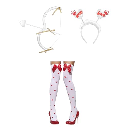 Edhomenn Valentinstags-Amor-Pfeil-Set, Amorbogen und Pfeil-Kostüm, Damen-Kostüm (07 Weiß, 3-teilig, Einheitsgröße) von Edhomenn