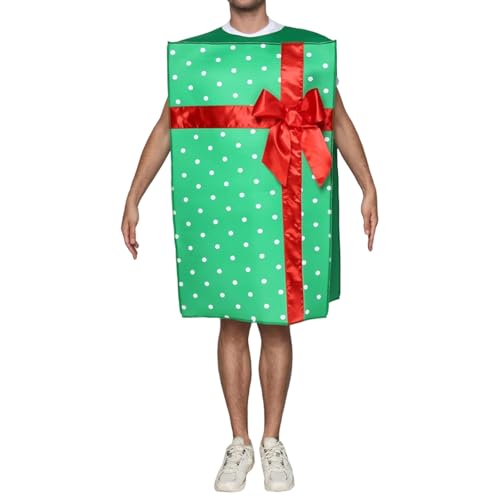 Edhomenn Weihnachtskostüme für Herren, Erwachsene, Damen, Geschenkbox, Kleidung, lustiges Kostüm, Halloween, Cosplay, Outfits (01 Grün, Einheitsgröße) von Edhomenn