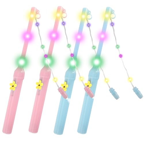 Editbar 4 Stück Laternenstab(25cm, Blau&Rosa) - Lichtfarbe zufällig, Elektrischer Laternenstab mit LED für Laternenumzug, Laternens Kinder Kurz für St. Martin, Halloween, Weihnachten, Kinderpartys von Editbar