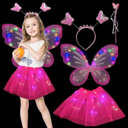 Editbar Leuchtend Feenkostüm Mädchen,Leuchtende Feenflügel,Kostüm Kinder Schmetterling Mit Zauberstab, Stirnband, LED-Tutu,Geeignet Für Weihnachten, Geburtstag, Karneval, Party, Cosplay Editbar Leuchtend Feenkostüm Mädchen,Leuchtende Feenflügel,Kostüm Kinder Schmetterling Mit Zauberstab, Stirnband, LED-Tutu,Geeignet Für Weihnachten, Geburtstag, Karneval, Party, Cosplay von Editbar