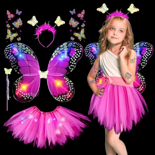 Editbar Leuchtende Feenflügel, Leuchtend Feenkostüm Mädchen,Kostüm Kinder Schmetterling Mit Zauberstab, Stirnband, LED-Tutu,Geeignet Für Weihnachten, Geburtstag, Karneval, Party, Cosplay Editbar Leuchtende Feenflügel, Leuchtend Feenkostüm Mädchen,Kostüm Kinder Schmetterling Mit Zauberstab, Stirnband, LED-Tutu,Geeignet Für Weihnachten, Geburtstag, Karneval, Party, Cosplay von Editbar