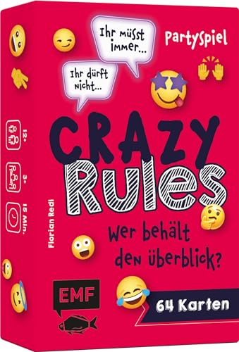 Kartenspiel: Crazy Rules – Wer behält den Überblick?: Partyspiel mit 64 Karten, verrückten Regeln und Aufgaben – ab 3 Personen ab 12 Jahren von Edition Michael Fischer GmbH