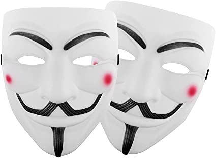 Edozos 2 Pack Halloween V for Vendetta Mask Set, Anonymous Hacker Masken Party World Book Week Halloween Cosplay Party Requisiten Geschenk von Edozos