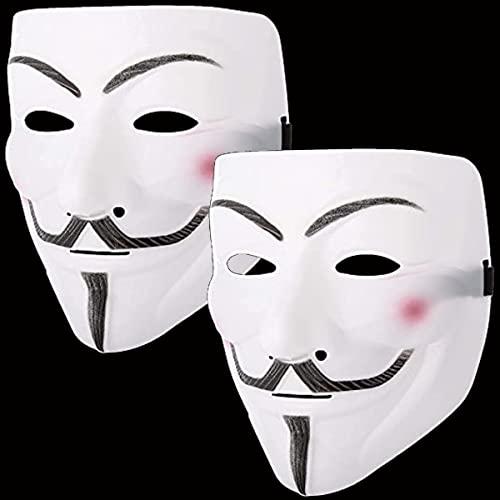 Edozos 2 Stück V für Vendetta Hacker Maske Halloween Cosplay Kostüm Guy Fawkes Maske Party Requisiten von Edozos