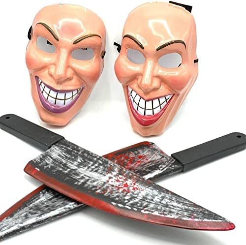 Edozos Erwachsene Unisex Die Purge Masken für Paare, böses Grinsen Killer Gesichtsdesign Maske mit blutigem Spielzeug Halloween Verkleidung - Horror Gruseliges Ausblasmaske Zubehör von Edozos