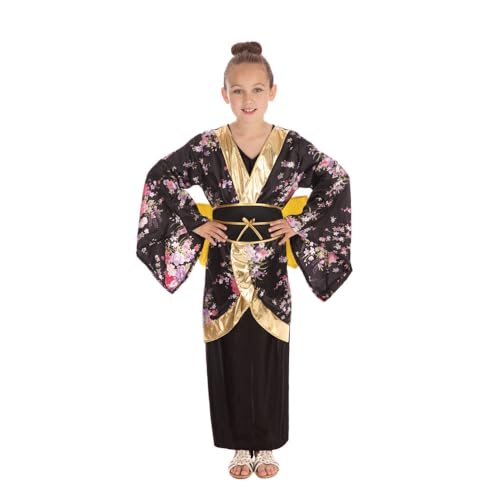 Edozos Geisha-Kostüm für Mädchen, Größe XL, 10–12 Jahre, perfekt für Halloween, Motto-Partys und Cosplay, authentisches japanisches Outfit von Edozos
