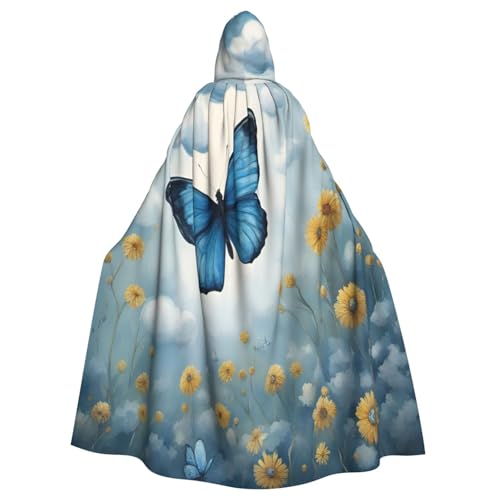 EdsfFehs Blauer Schmetterlings- und Wolkenaufdruck, Halloween-Umhang, Cosplay-Kostüm für Party, Karneval, Themenveranstaltungen von EdsfFehs