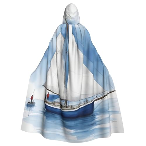 EdsfFehs Blauer Unisex-Segelboot-Umhang mit Kapuze, Halloween-Umhang, Cosplay-Kostüm für Party, Karneval, Themenveranstaltungen von EdsfFehs