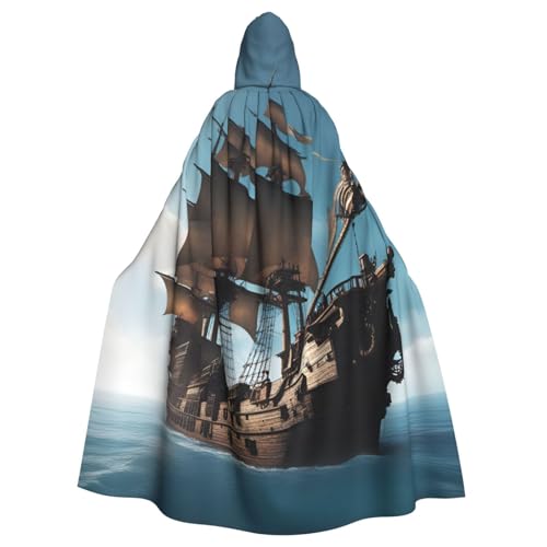 EdsfFehs Coole Halloween-Umhang mit Piratenschiff-Druck, Unisex, Cosplay-Kostüm für Party, Karneval, Themenveranstaltungen von EdsfFehs