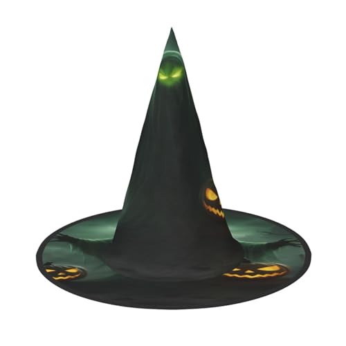EdsfFehs Grüner Geist Horror Halloween Kürbis Druck Halloween Hut spitz lustig breite Krempe Zauberer Kopfbedeckung Faltbar Festival Supplies von EdsfFehs