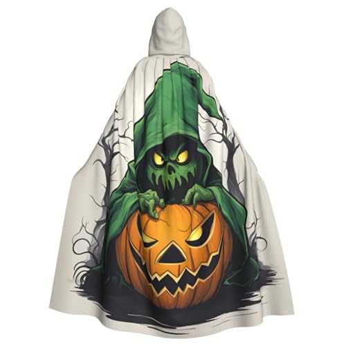 EdsfFehs Grüner Geister-Horror-Halloween-Kürbis, Unisex, mit Kapuze, Halloween-Umhang, Cosplay-Kostüm für Party, Karneval, Themenveranstaltungen von EdsfFehs