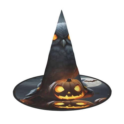 EdsfFehs Halloween-Hut, Motiv: Eule, Geist, Kürbis, spitz, lustig, breite Krempe, Zauberer-Kopfbedeckung, faltbares Festivalzubehör EdsfFehs Halloween-Hut, Motiv: Eule, Geist, Kürbis, spitz, lustig, breite Krempe, Zauberer-Kopfbedeckung, faltbares Festivalzubehör von EdsfFehs