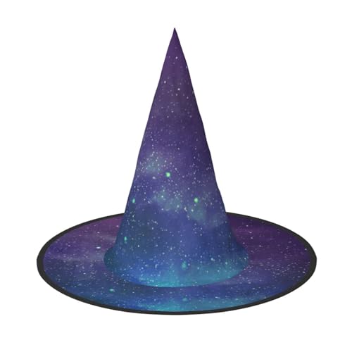 EdsfFehs Halloween-Hut, Universum mit Sternen, Galaxie, interstellarer Druck, spitz, lustig, breite Krempe, Zauberer-Kopfbedeckung, faltbares Festivalzubehör EdsfFehs Halloween-Hut, Universum mit Sternen, Galaxie, interstellarer Druck, spitz, lustig, breite Krempe, Zauberer-Kopfbedeckung, faltbares Festivalzubehör von EdsfFehs