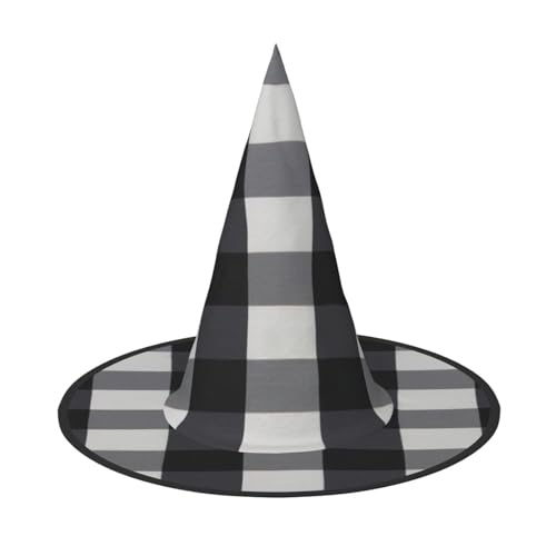 EdsfFehs Halloween-Hut, schwarz-weiß, kariert, spitz, lustig, breite Krempe, Zauberer-Kopfbedeckung, faltbares Festivalzubehör EdsfFehs Halloween-Hut, schwarz-weiß, kariert, spitz, lustig, breite Krempe, Zauberer-Kopfbedeckung, faltbares Festivalzubehör von EdsfFehs