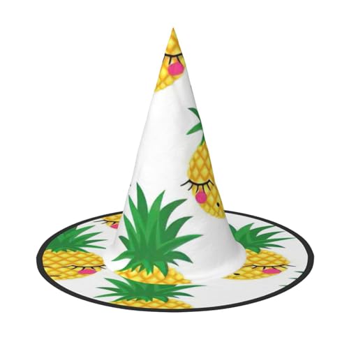 EdsfFehs Halloween-Hut mit Ananas-Motiv, spitz, lustig, breite Krempe, faltbar, Festivalzubehör EdsfFehs Halloween-Hut mit Ananas-Motiv, spitz, lustig, breite Krempe, faltbar, Festivalzubehör von EdsfFehs