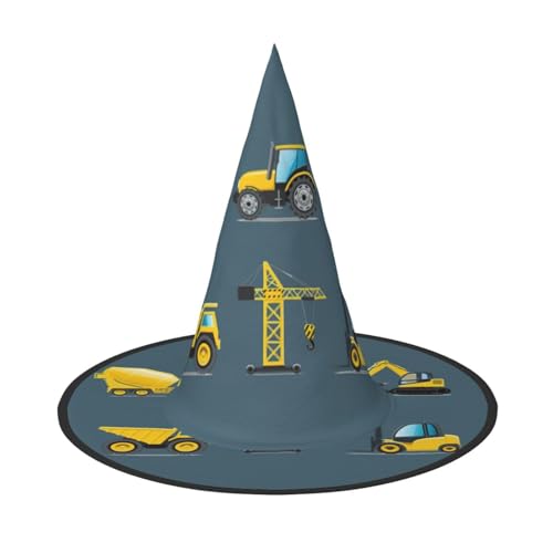 EdsfFehs Halloween-Hut mit Cartoon-LKW-Maschinen, spitz, lustig, breite Krempe, faltbar, Festivalzubehör von EdsfFehs