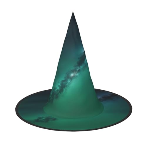 EdsfFehs Halloween-Hut mit Galaxie-Motiv, spitz, lustig, breite Krempe, Zauberer-Kopfbedeckung, faltbares Festivalzubehör EdsfFehs Halloween-Hut mit Galaxie-Motiv, spitz, lustig, breite Krempe, Zauberer-Kopfbedeckung, faltbares Festivalzubehör von EdsfFehs