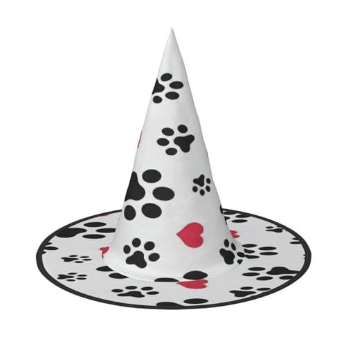 EdsfFehs Halloween-Hut mit Katzenpfote, Herz, Welpe, Fußabdruck, spitz, lustig, breite Krempe, Zauberer-Kopfbedeckung, faltbares Festivalzubehör EdsfFehs Halloween-Hut mit Katzenpfote, Herz, Welpe, Fußabdruck, spitz, lustig, breite Krempe, Zauberer-Kopfbedeckung, faltbares Festivalzubehör von EdsfFehs